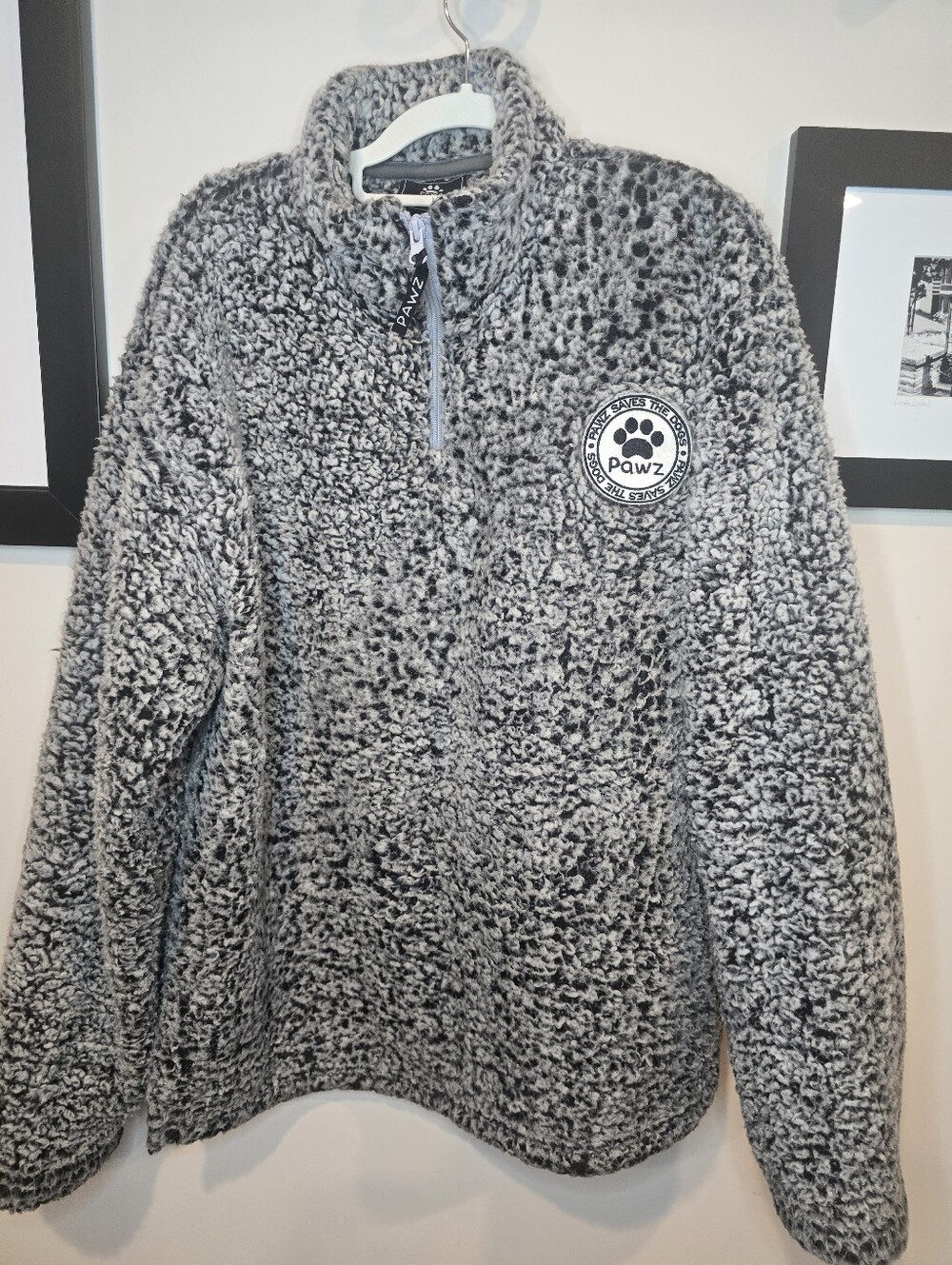 PAWZ Women's Gray Sherpa Half-Zip Pullover
